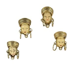 Selro Selini Vintage Asian Princess Clip on Earrings Pair of 2